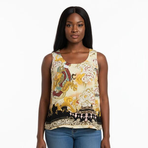 Citron Santa Monica Dragon Cream Gold Dragon Silk Tank Top - Medium